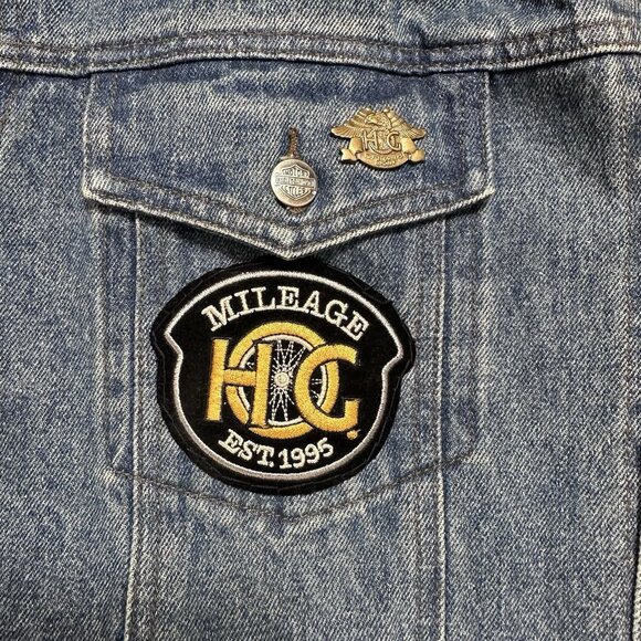 VTG Harley Davidson Denim Button Up Trucker Jacket Mens XL Blue V Twin Power - Picture 7 of 13